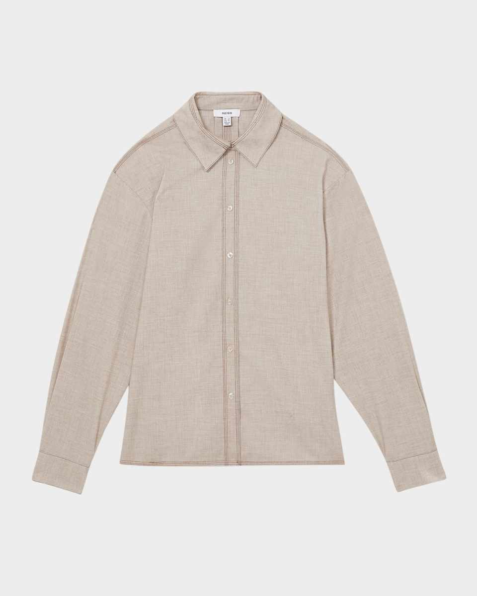 Nova Topstitched Button-Down Shirt